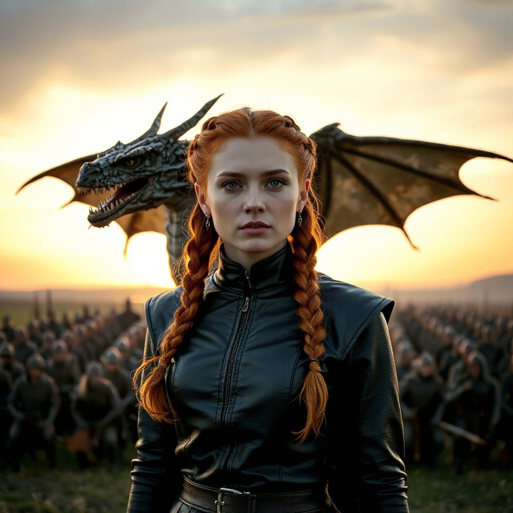 Fierce Queen of Dragons in Leather Armor