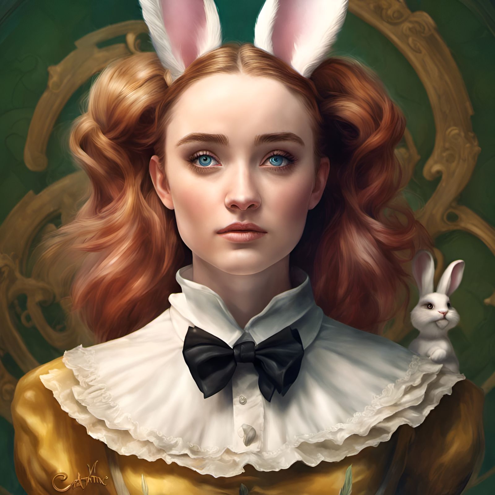 Alice in Wonderland Portrait in Art Nouveau Style