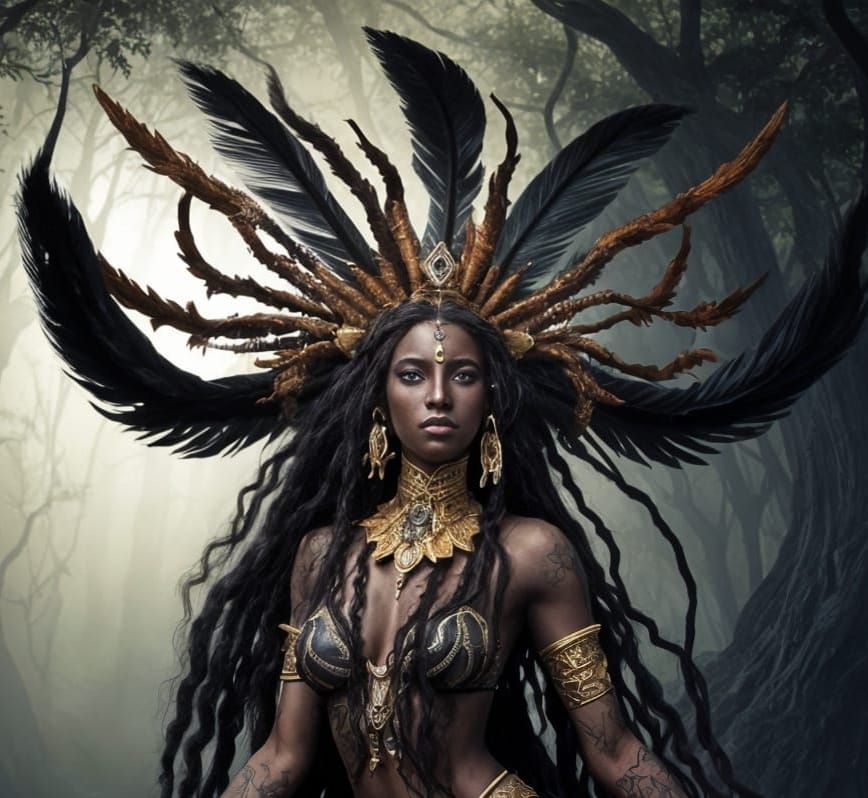 Fantasy Portrait of a Black African Druid Woman