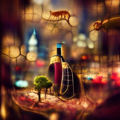Ecosystem in a Wine Bottle in Cozy Jazz Bar