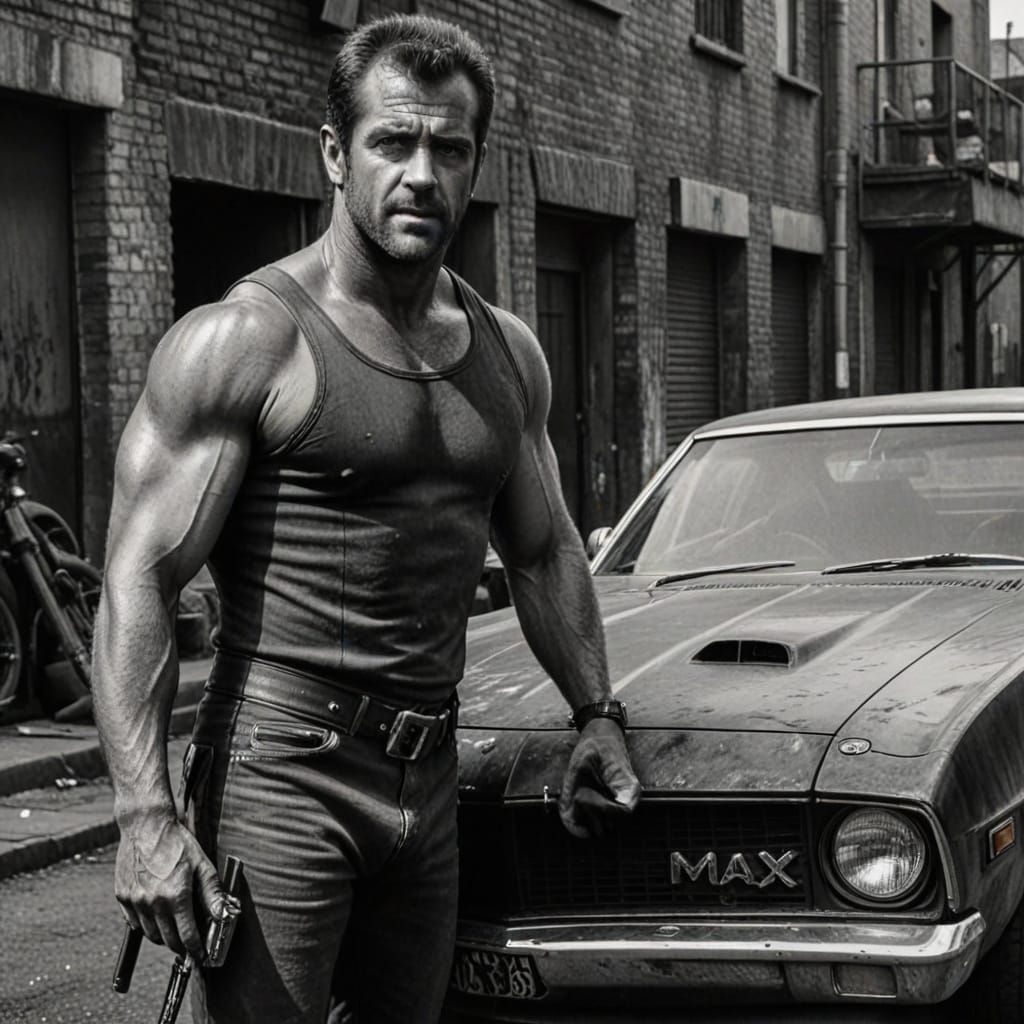 Mad Max and Black Ford Falcon: Charcoal Drawing