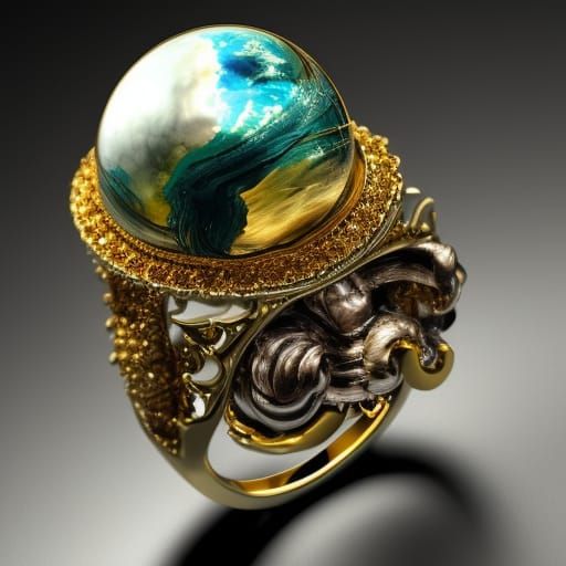 Saturn Ring Wedding Ring in Hyperdetailed Style