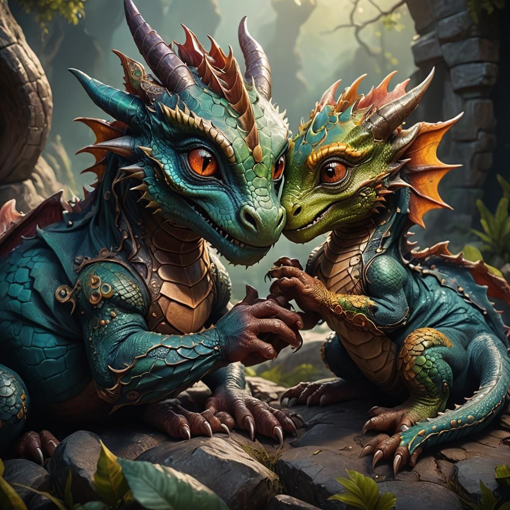 Baby Dragon and Baby Hand: Fantasy Concept Art