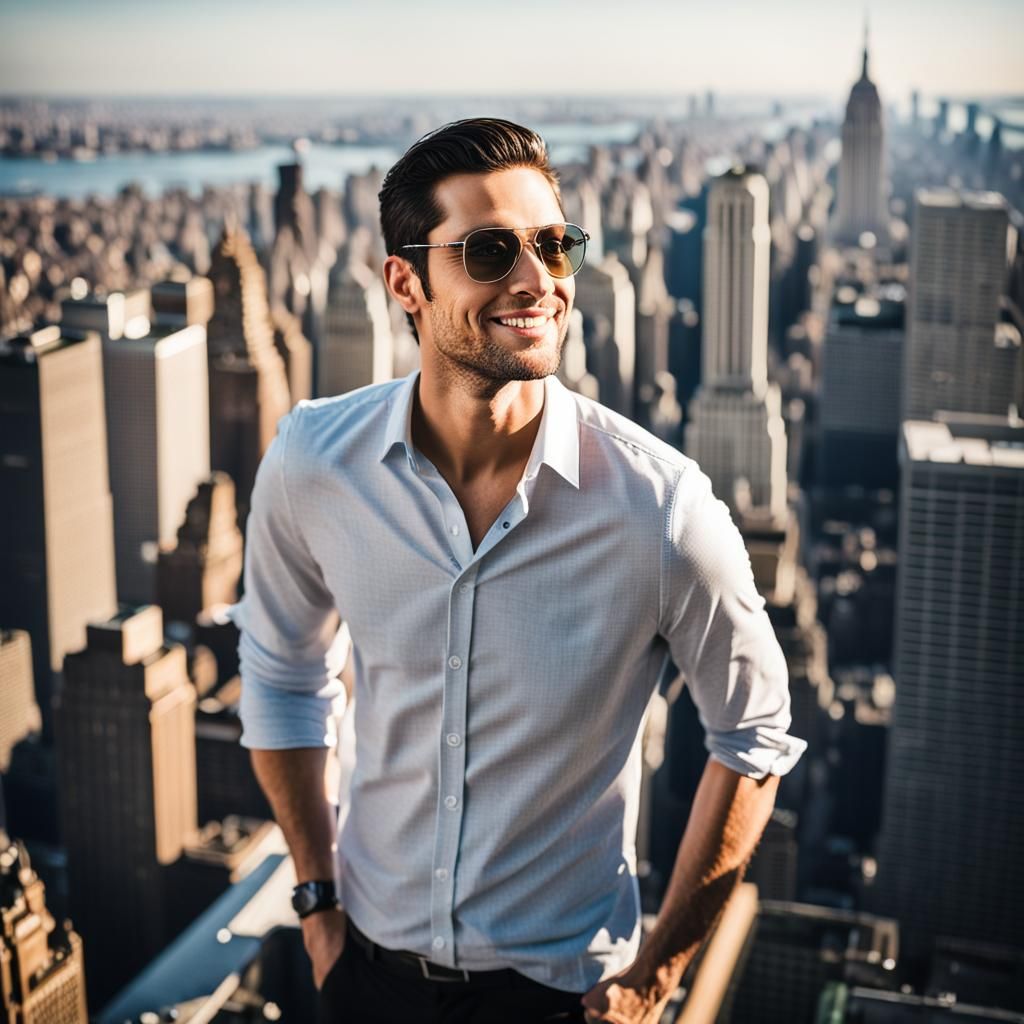 Man on Skyscraper in NYC: Professional Photography