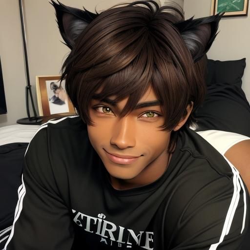 Anime Boy with Cat Ears in Paris
