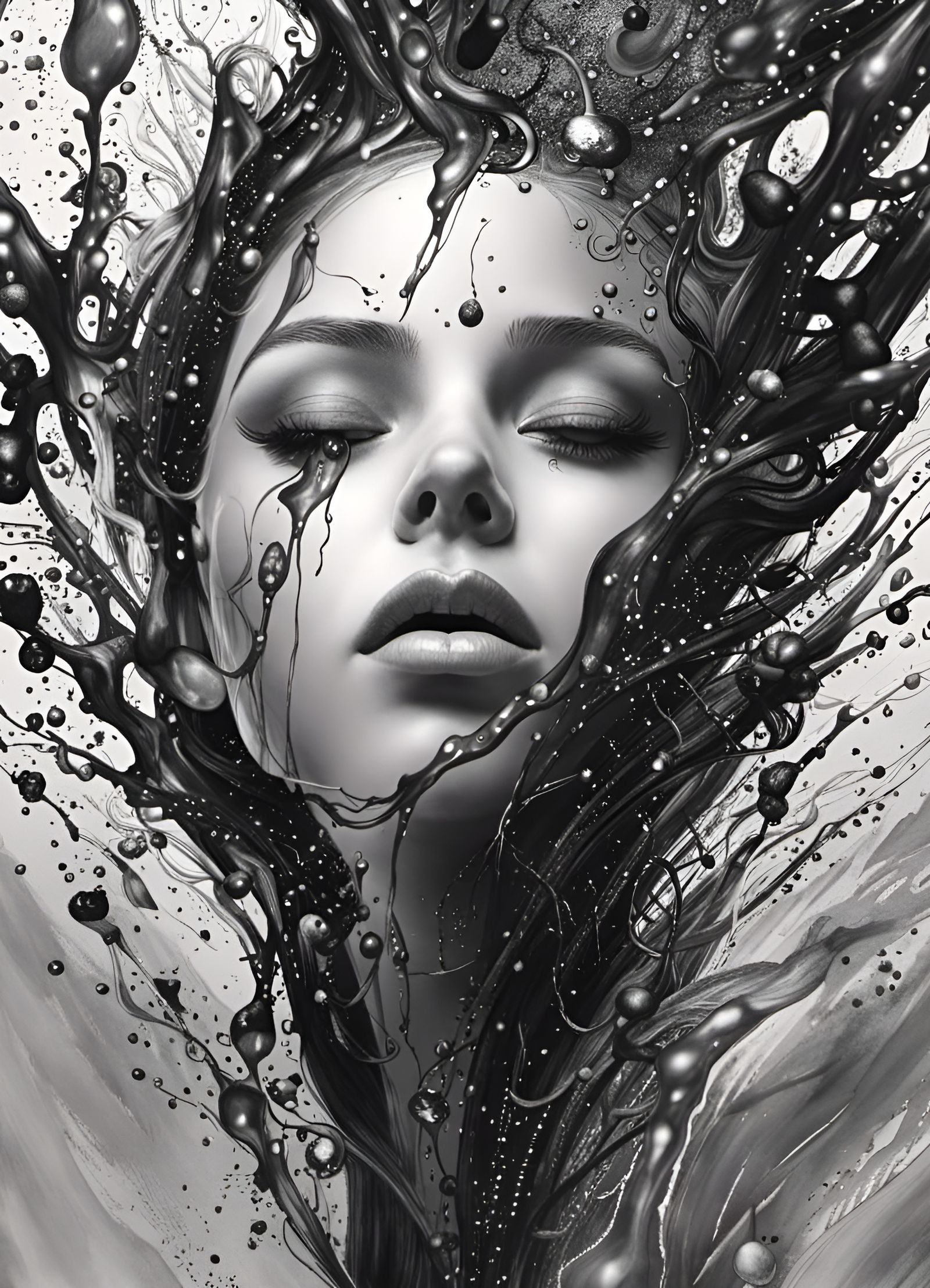 perfectly created beautiful fairy girl, perfect composition, 8K, 3D, extreme detail, Jackson Pollock, abstract expressio...