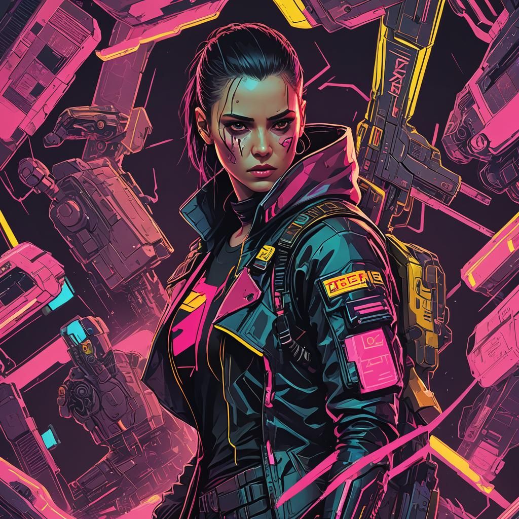Neon Cityscape in Cyberpunk 2099 Style