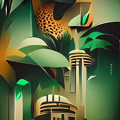 Art Deco Cityscape in Jungle