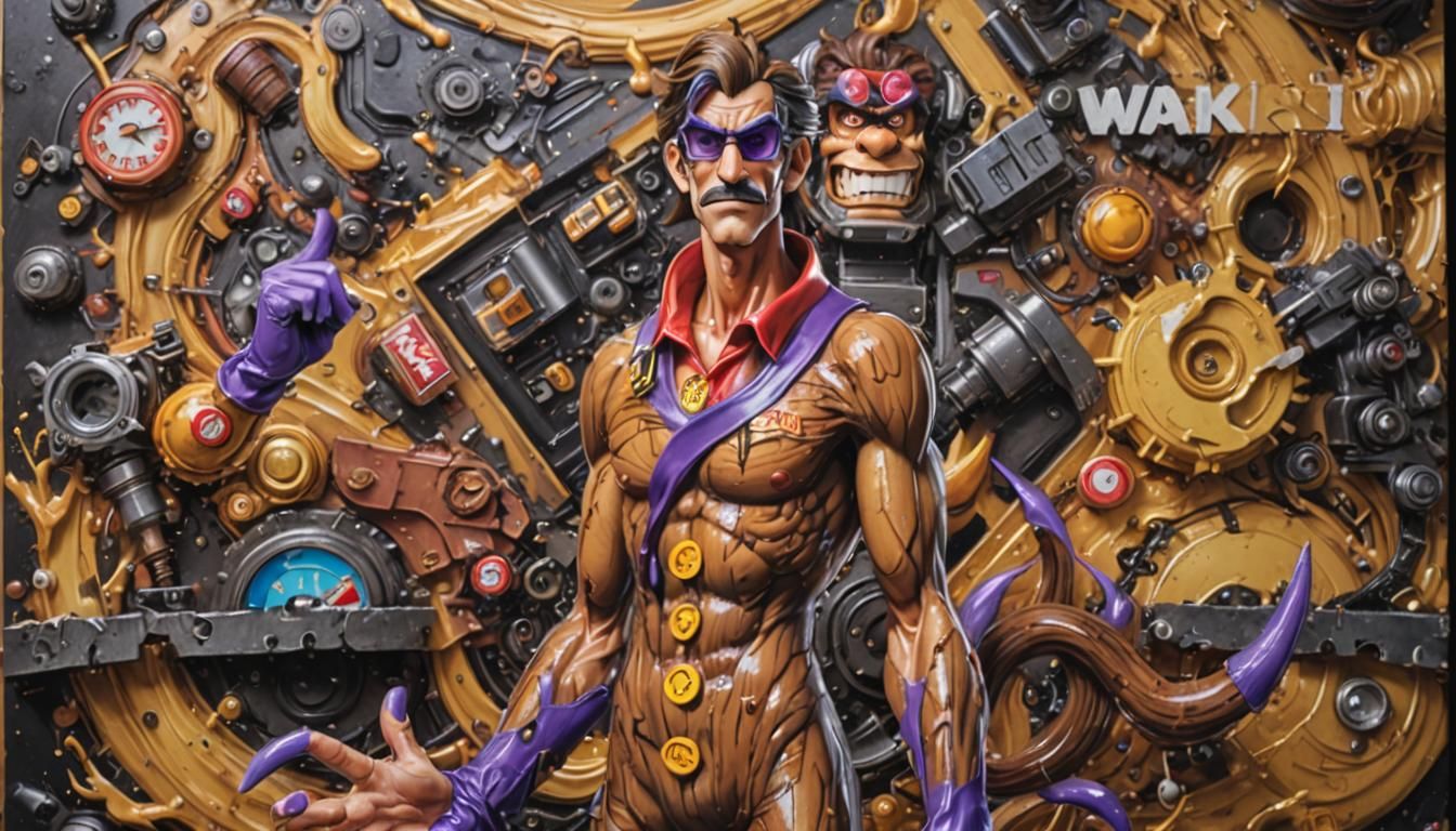 Waluigi Super Saiyan Transformation with Surreal Elements