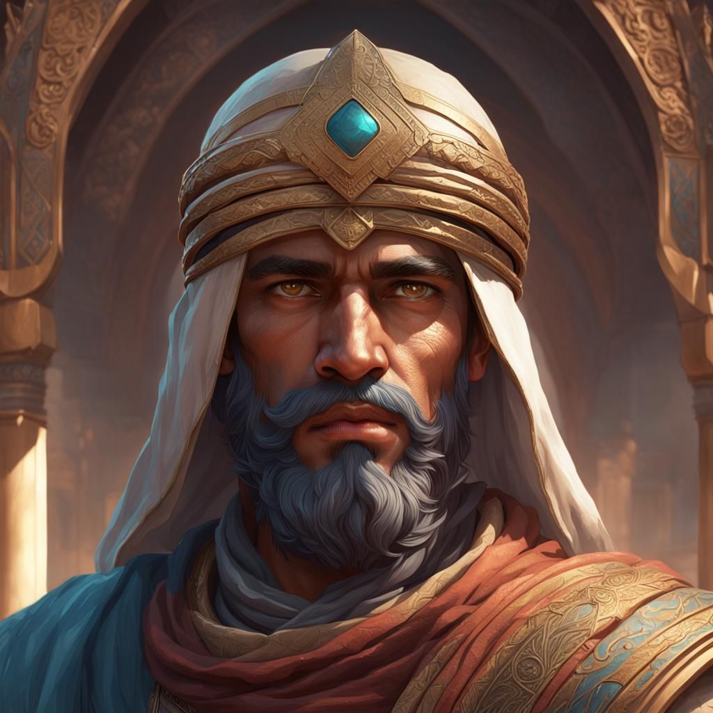 Detailed Portrait of Ancient Arabian Soldier