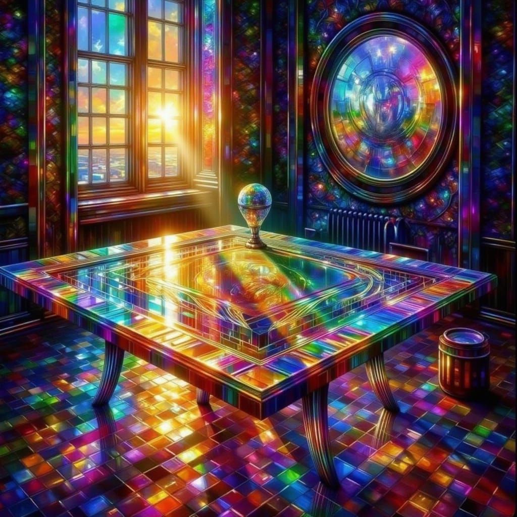 Prismatic Light Through Window in Epic Oil Painting Style