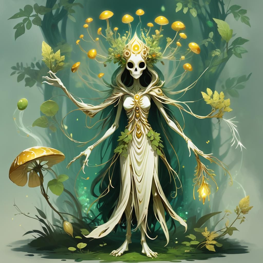 Ghostly Spore Druid Familiar in Hyperdetailed Portrait