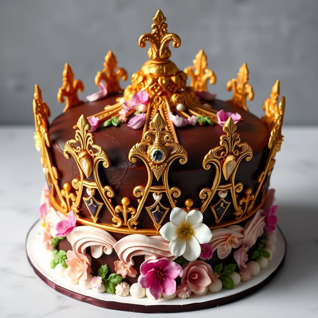 Majestic Crown Chocolate Cake, Digital Art