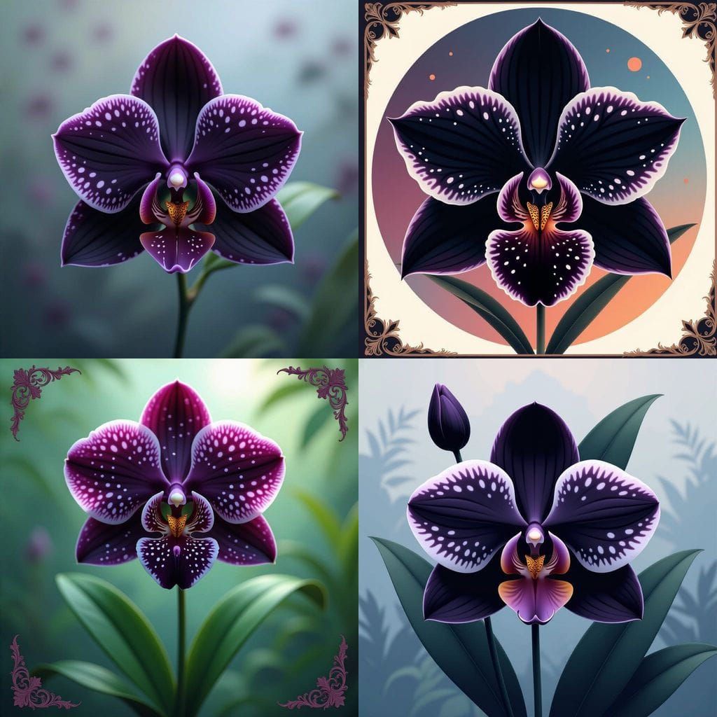 Fantastical Black Orchid Matte Painting in Deep Color