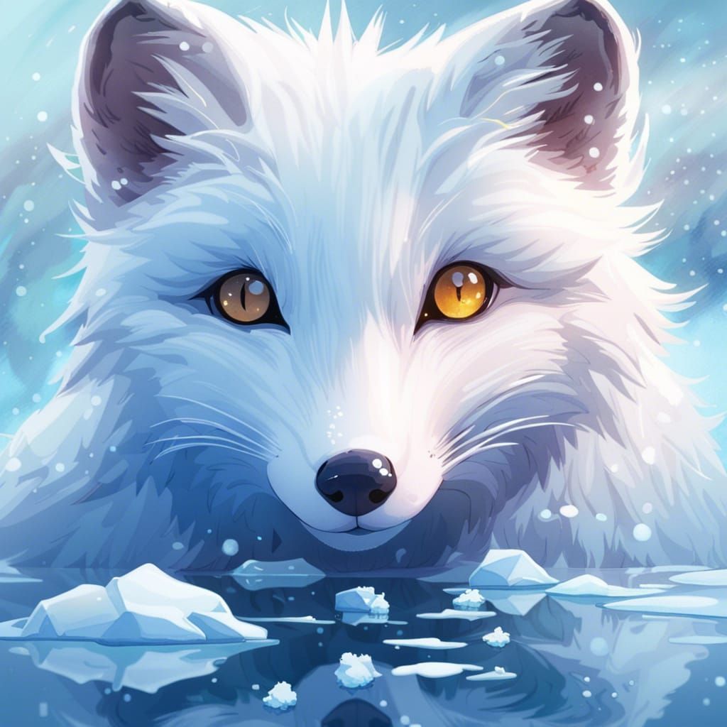 Arctic Fox and Ice Glaciers