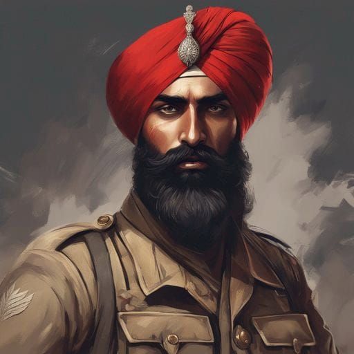 Sikh Soldier Portrait in British WWI Army