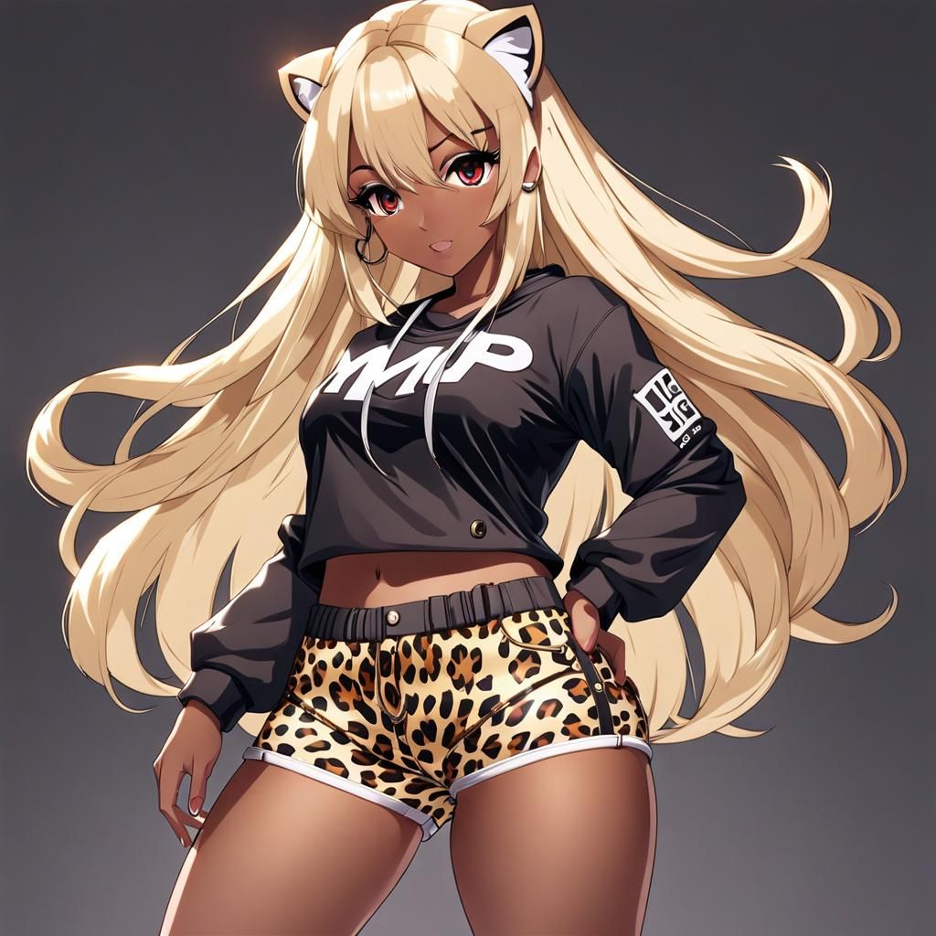 Anime Hip-Hop Girl with MP5k and Leopard Print