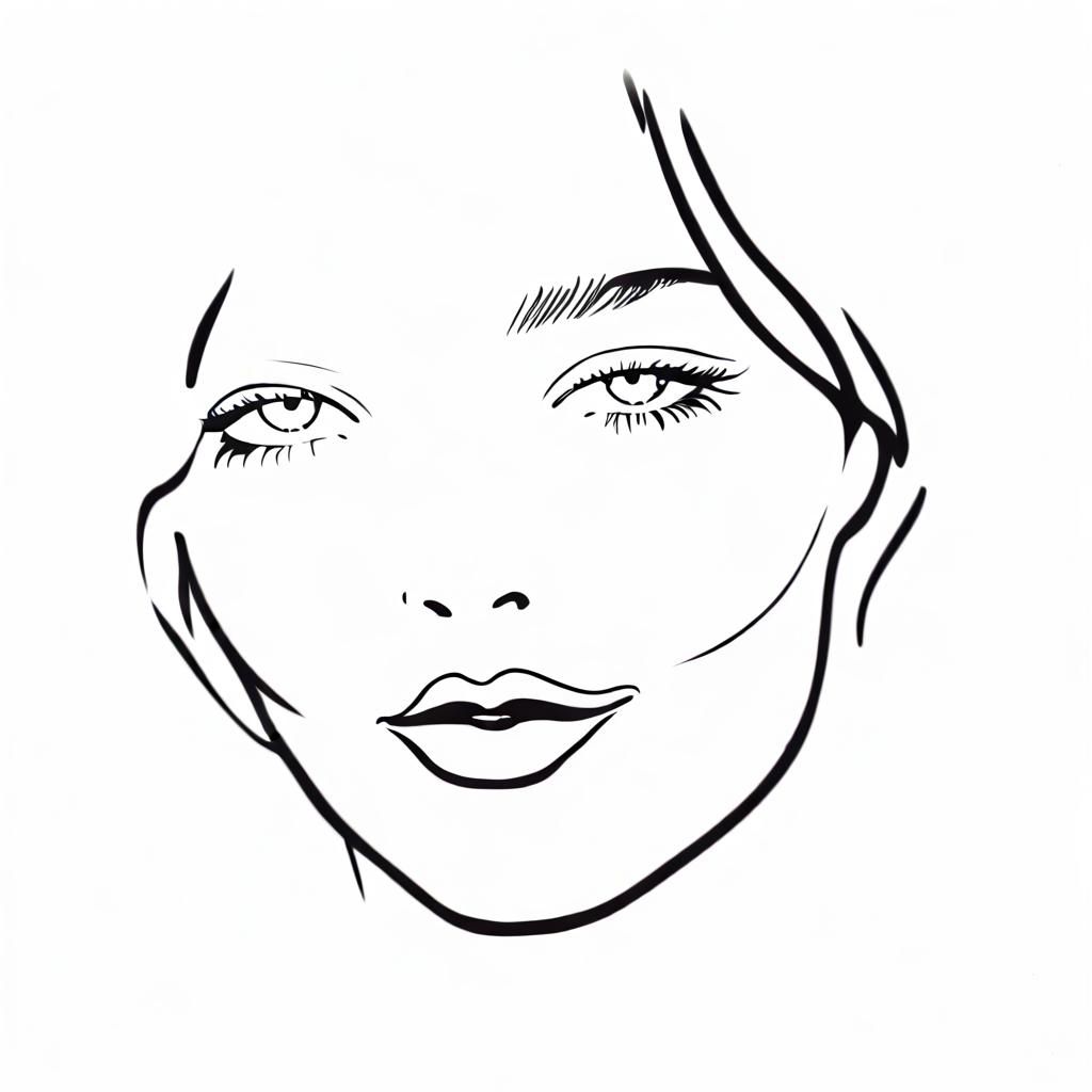 Minimalist Line Art Portrait of a Beautiful Woman