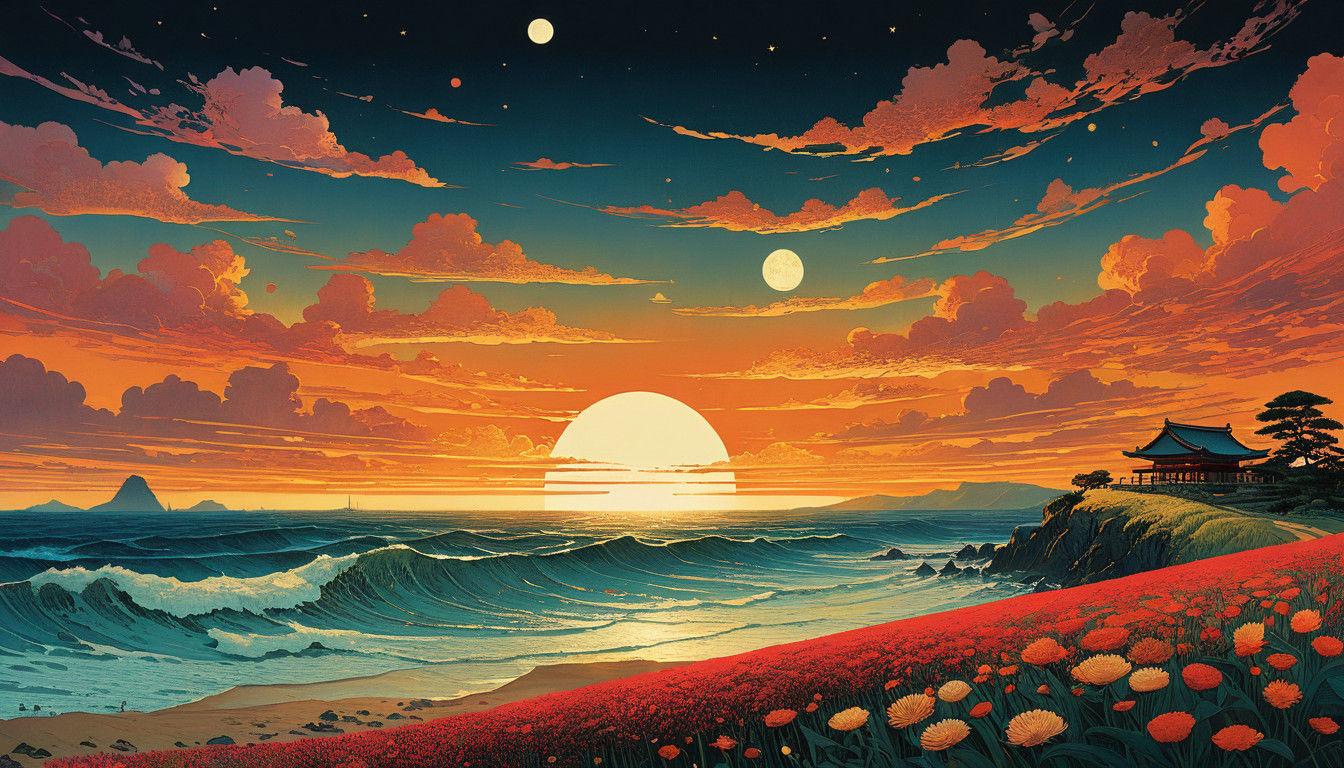 Dreamy Fantasy Landscape in Vibrant Hypermaximalism Style