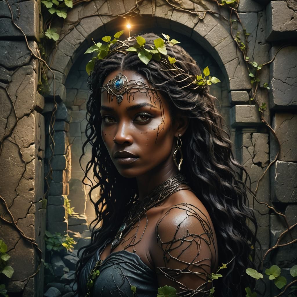 Irish Shadow Goddess in Ancient Castle Ruins