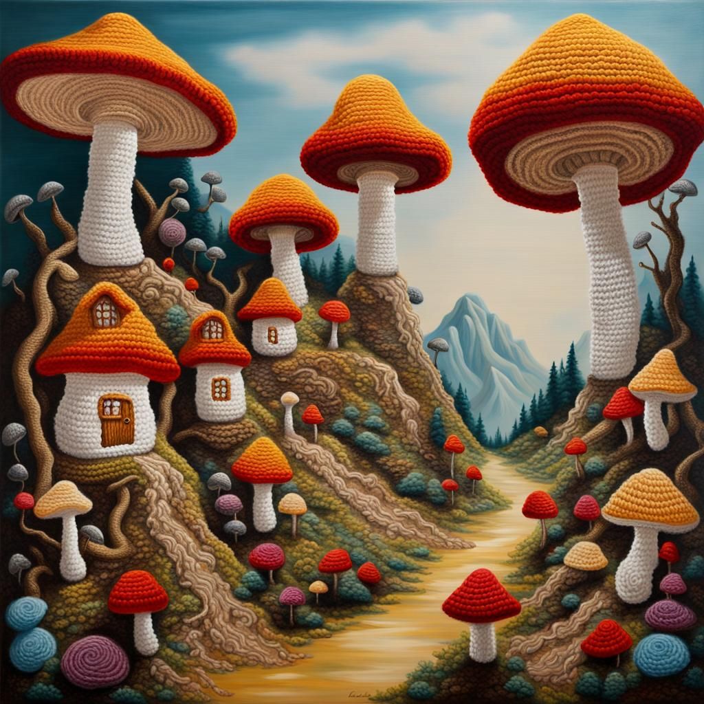 Magical Crochet Mushroom Village: Surreal Yarn Art