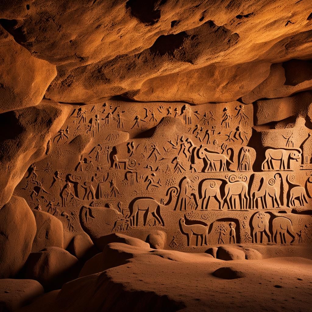 Intricate Prehistoric Petroglyphs Inside a Cave