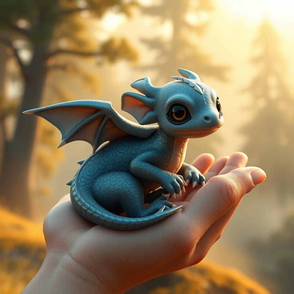 Adorable Miniature Lion Cub on Human Finger