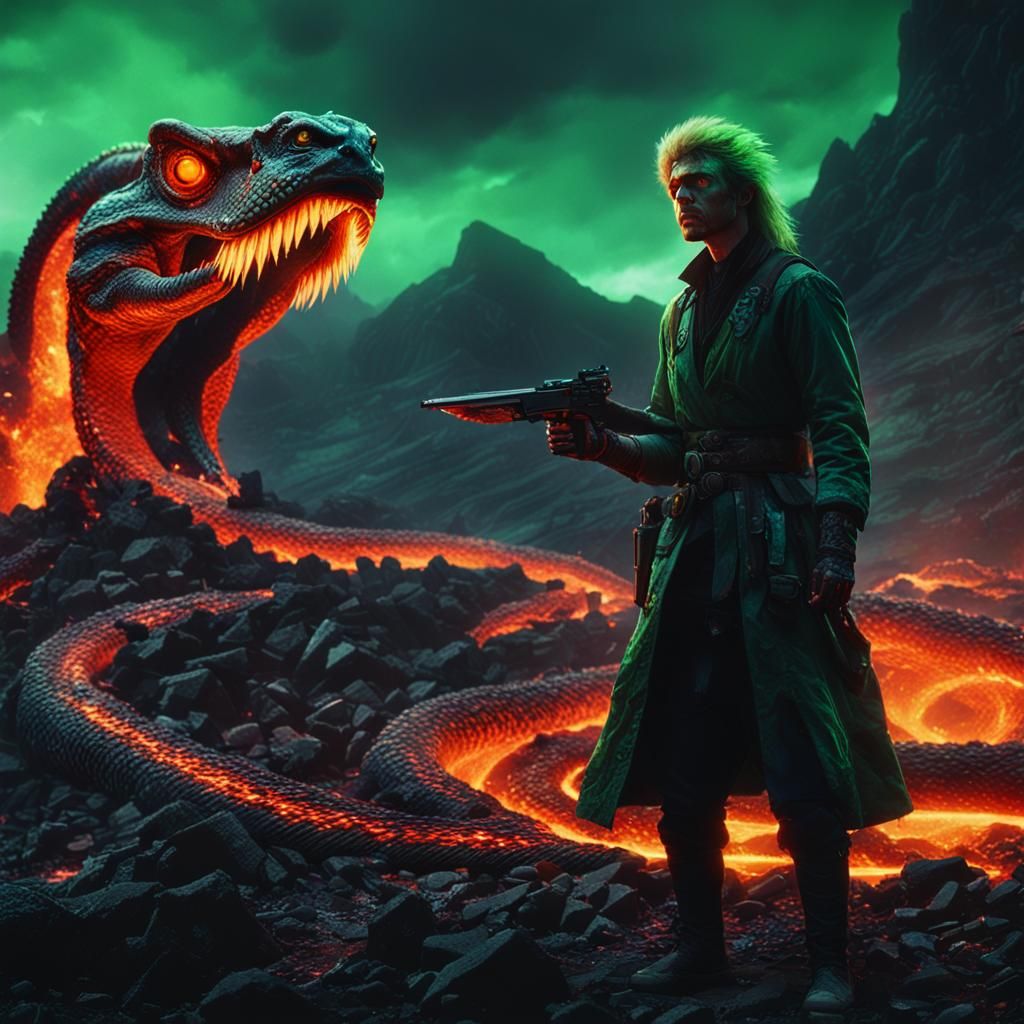 Galactic Gunslinger vs Demon Mistress in Lava