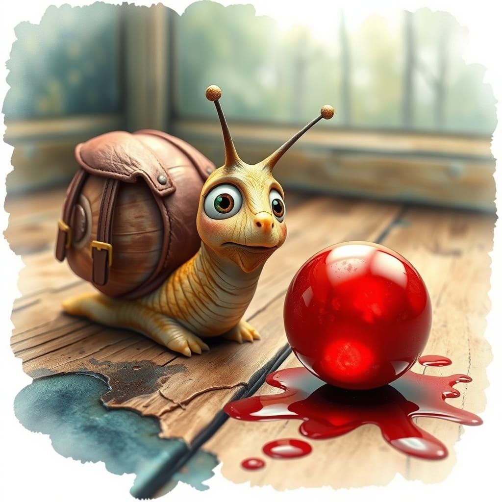 Curious Snail Can't Resist Red Candy