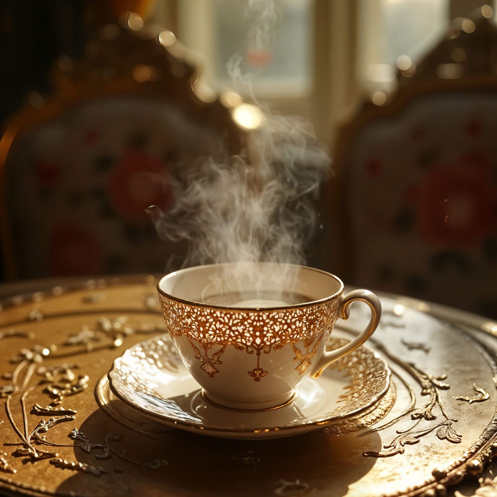 Miniature Waterfall Flowing From Coffee Cup in Paris