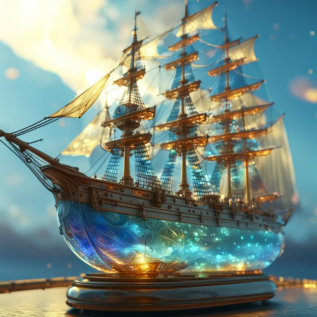 Ship in a Bottle: Ornate 3D Render