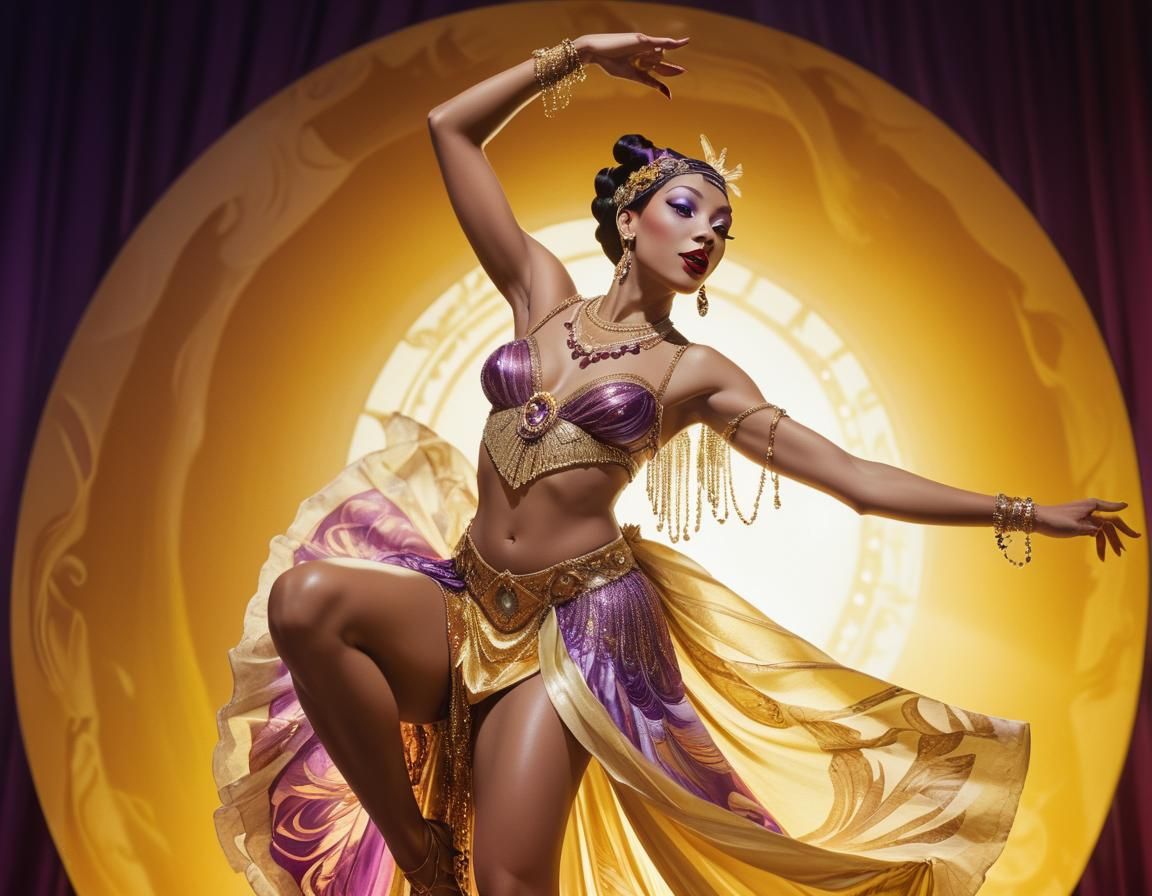 Josephine Baker Dances in Art Nouveau Style