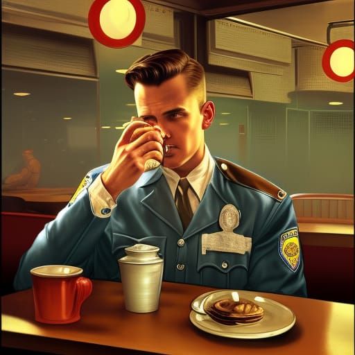 1950s Diner: Blonde Police Officer Portrait