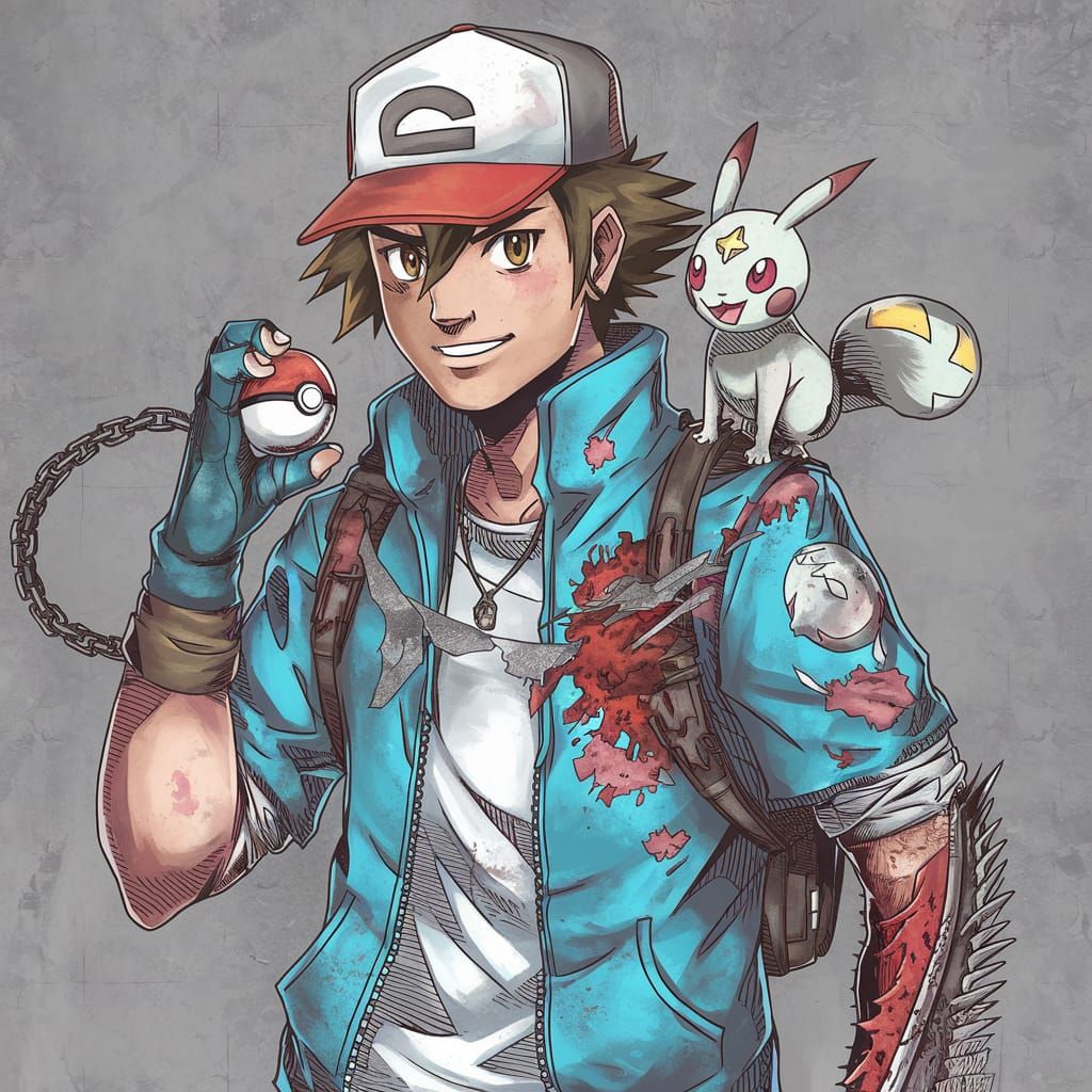 Ash Ketchum and Ash Williams Pokémon Mashup