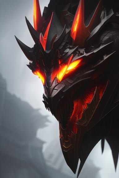 Lava Veined Black Dragon, Horror Concept Art