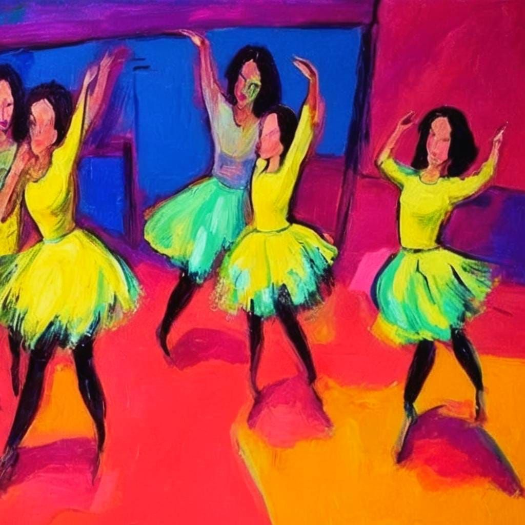 Dynamic Dance Scene of Women in Motion