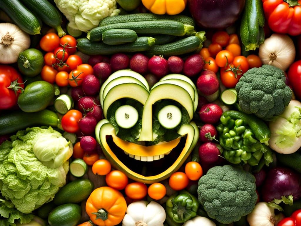 Vibrant Vegetable Portrait in a Happy Face