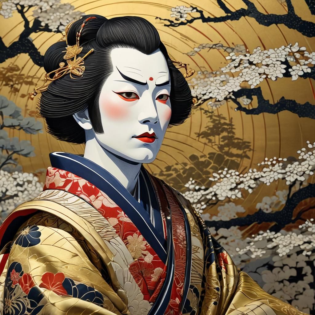 Kabuki Actor Portrait in Ukiyo-e Style