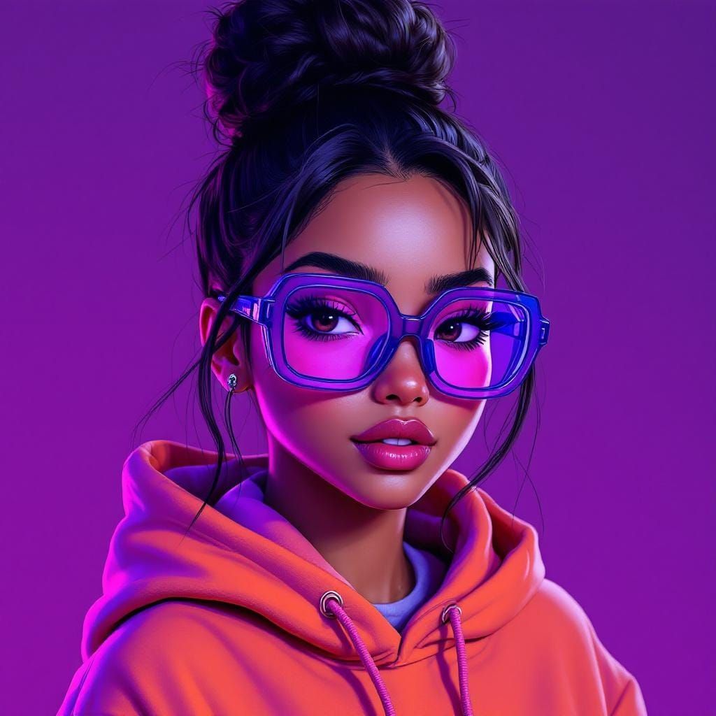 Confident Latina Woman in Bratz x Chibi Style