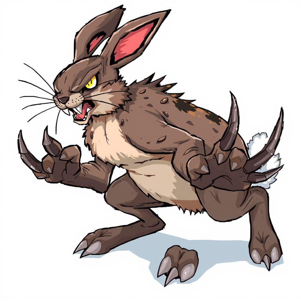 Fierce Rabbit in Anime-Inspired Pixel Art