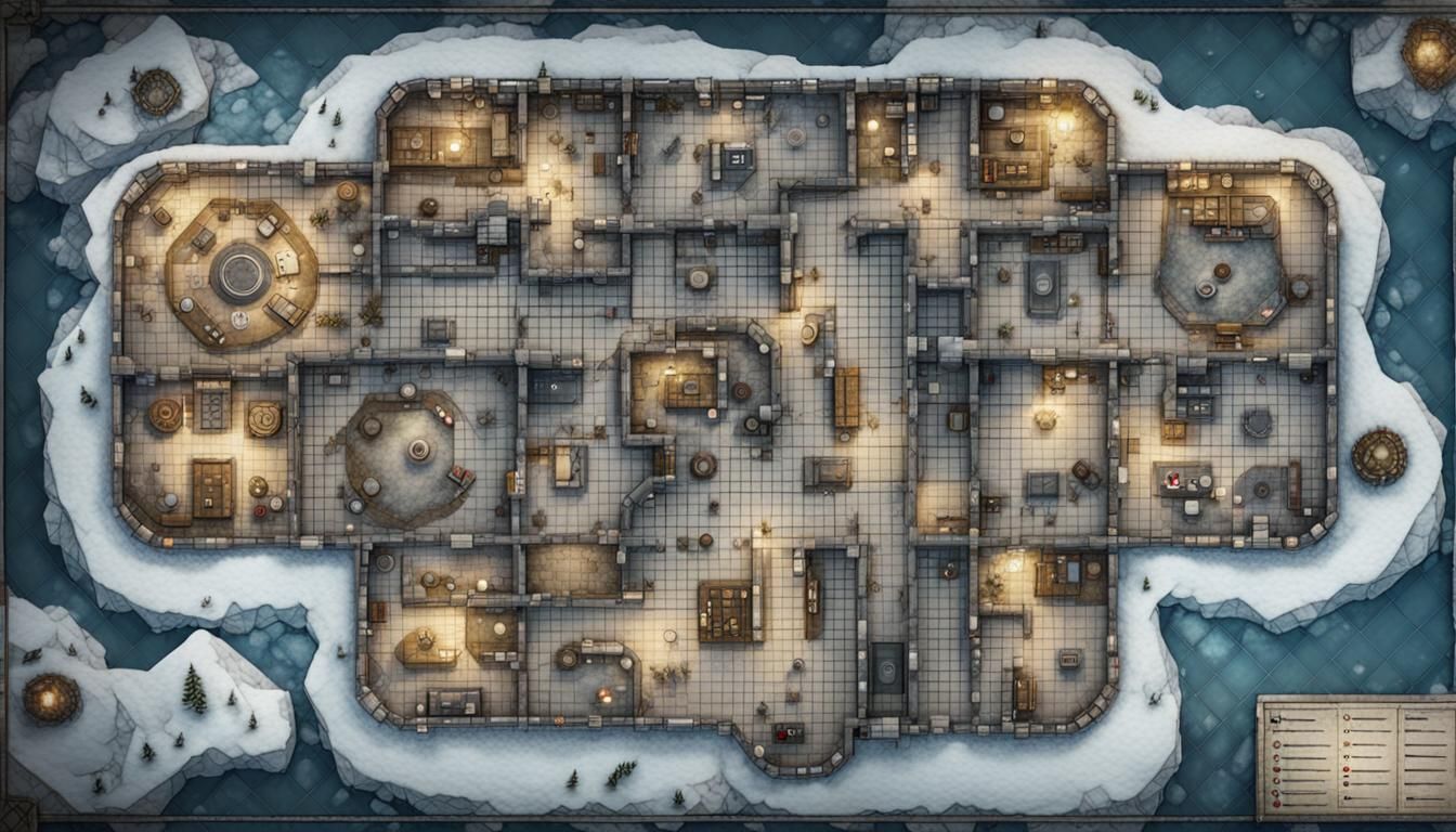 WWII Antarctic Military Base Battlemap for RPG