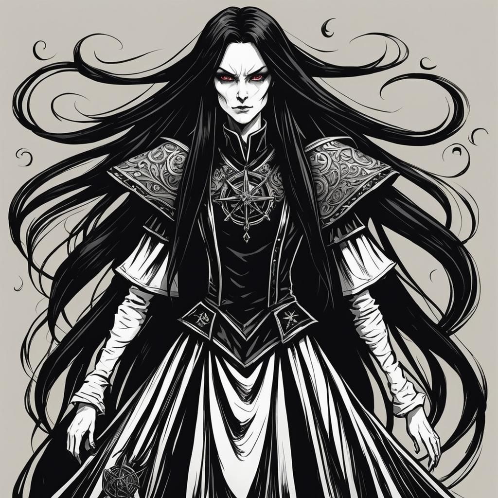 Evil Witch Portrait in Dark Fantasy Style