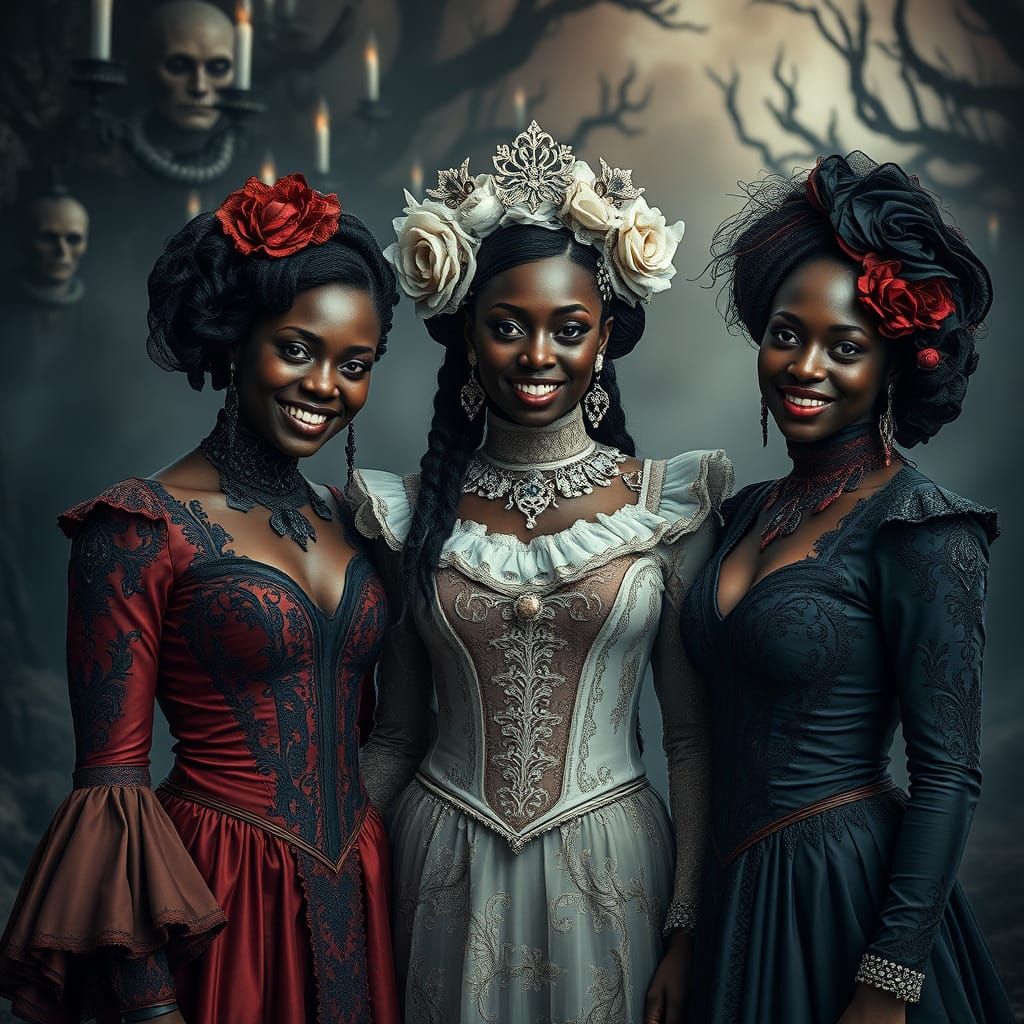 Westworld-Inspired Victorian Women in Gothic Landscape