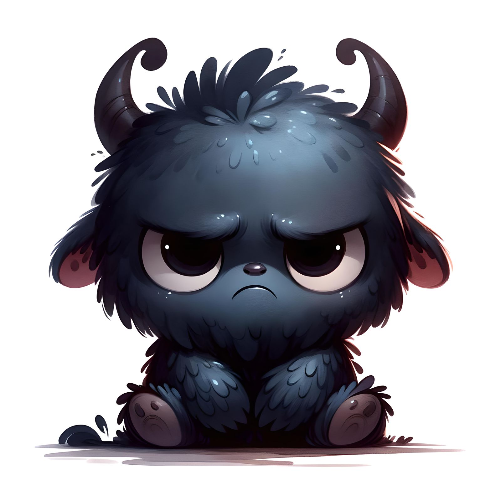 Adorable Grumpy Monster in Watercolor Style