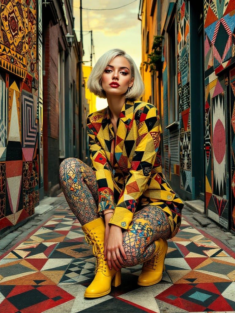 Elegant Woman in Geometric Harmony