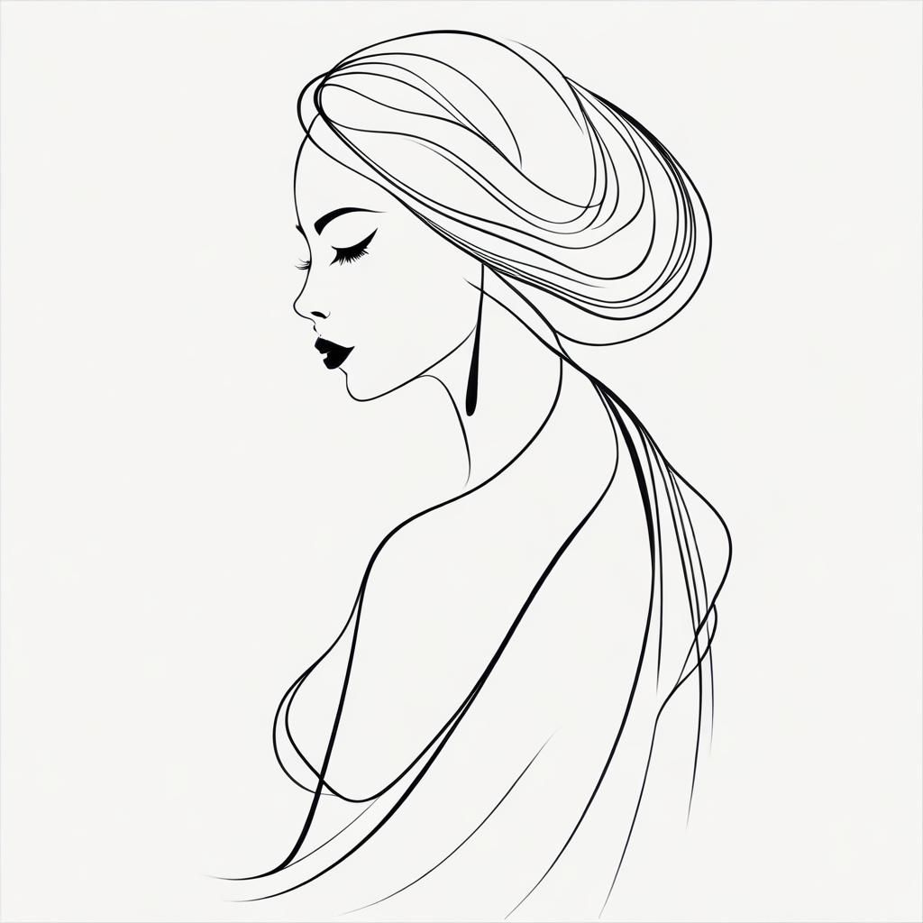 Minimalist Line Art Silhouette of a Lady