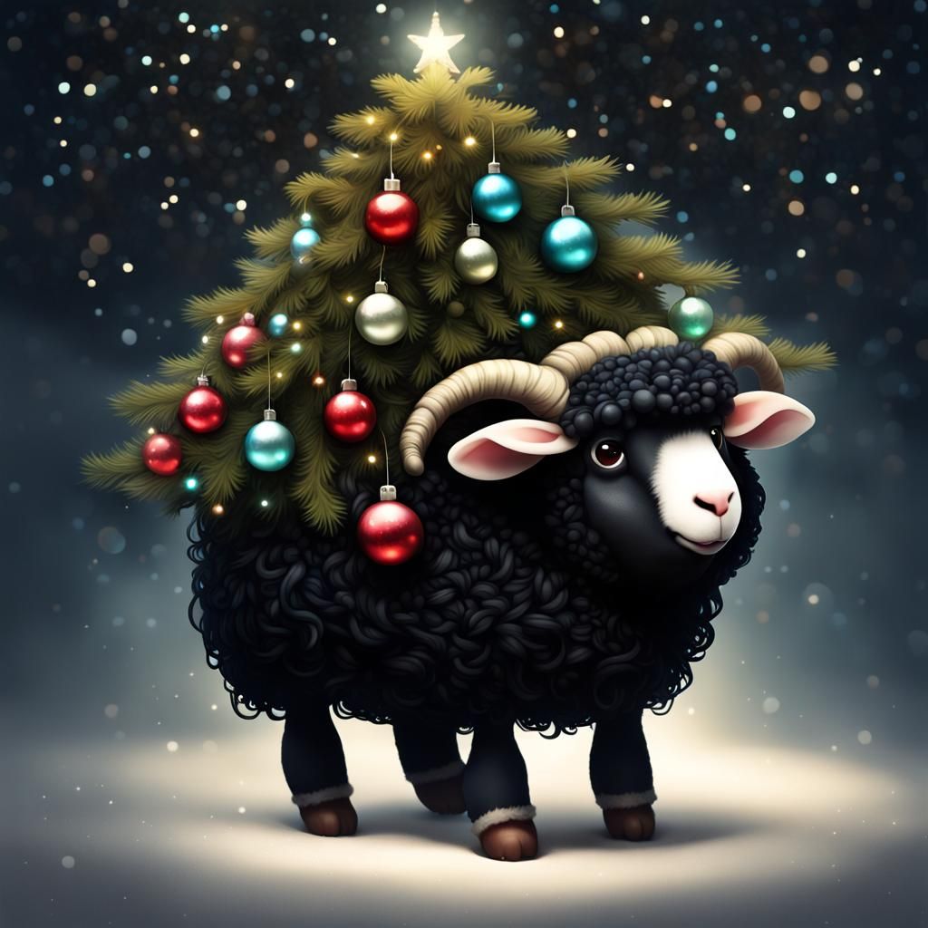 Adorable Sheep Crushed Under Christmas Tree