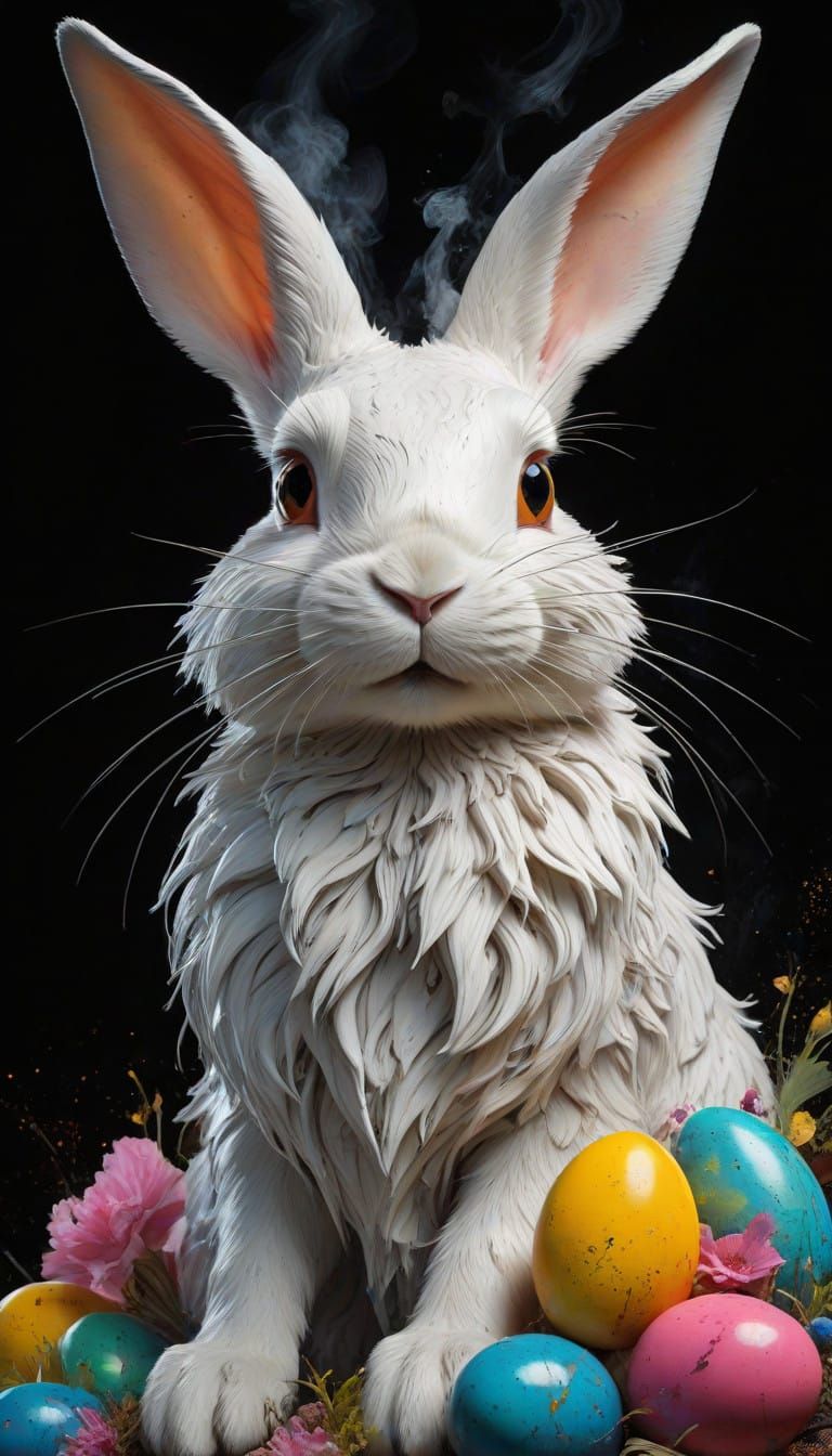 Hyperrealistic Easter Bunny with Oil Painting Style