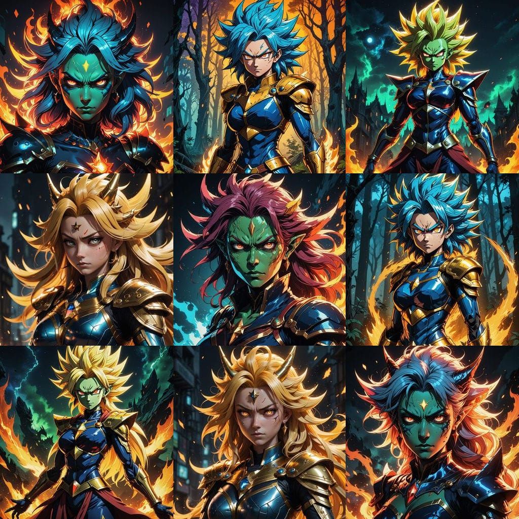 Manga-Inspired Super Saiyan Queen with Celestial Powers