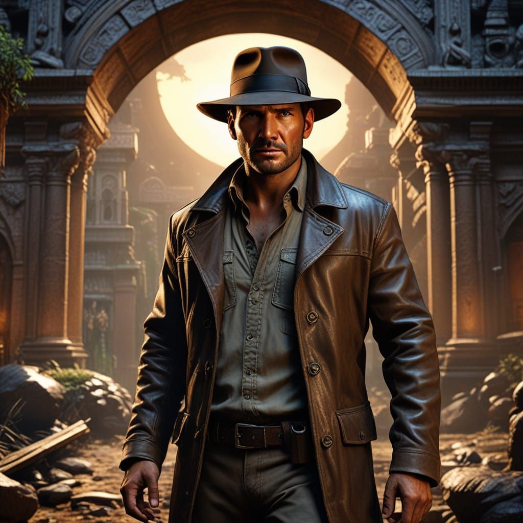 Indiana Jones Faces the Adventurer with Determination in a C...